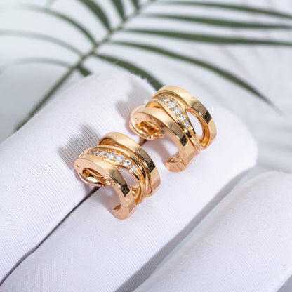 [Lumi Jewelry]ZERO 1 PINK GOLD DIAMONDS EARRINGS