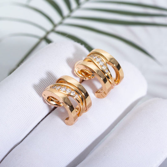 [Lumi Jewelry]ZERO 1 PINK GOLD DIAMONDS EARRINGS