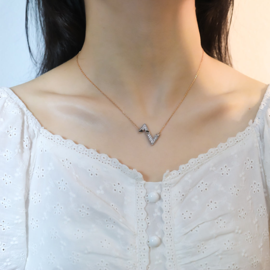 [Lumi Jewelry]VOLT SILVER DIAMOND PEDANT NECKLACE