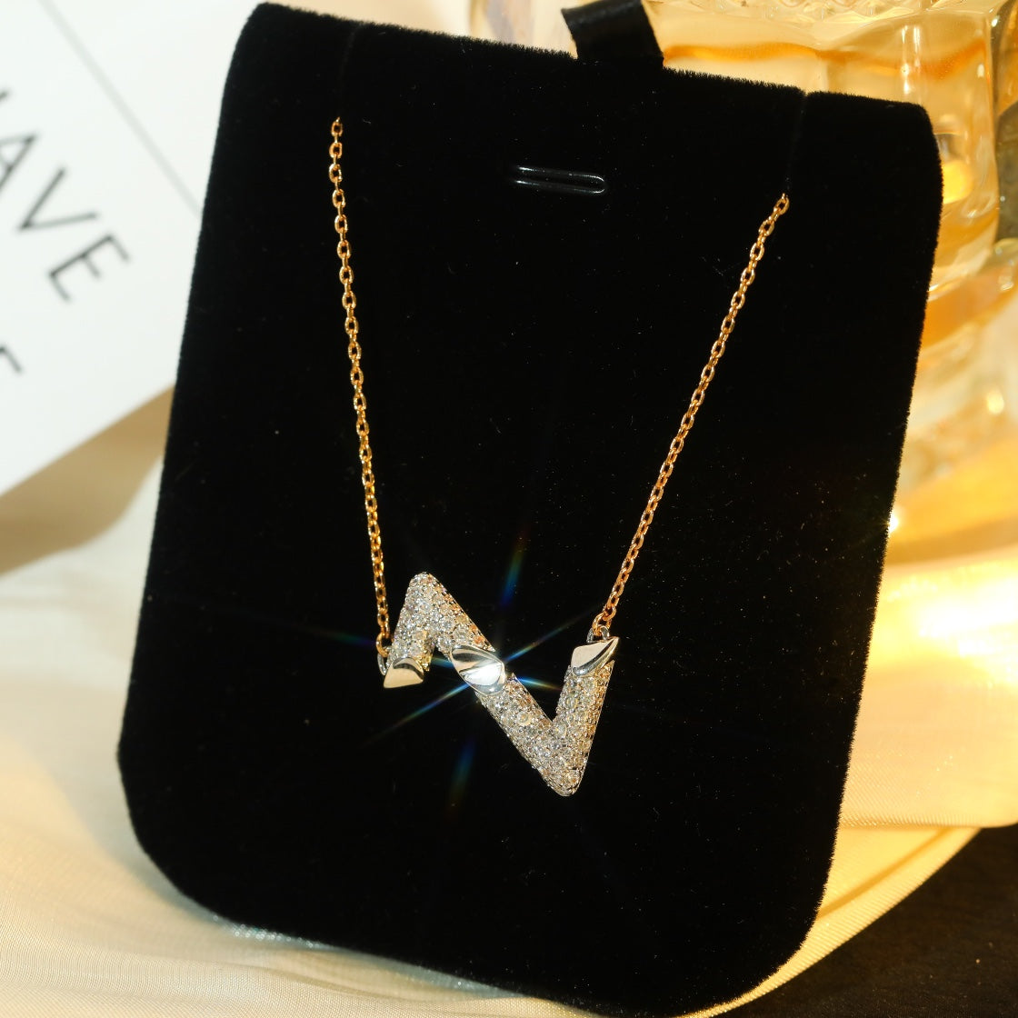[Lumi Jewelry]VOLT SILVER DIAMOND PEDANT NECKLACE