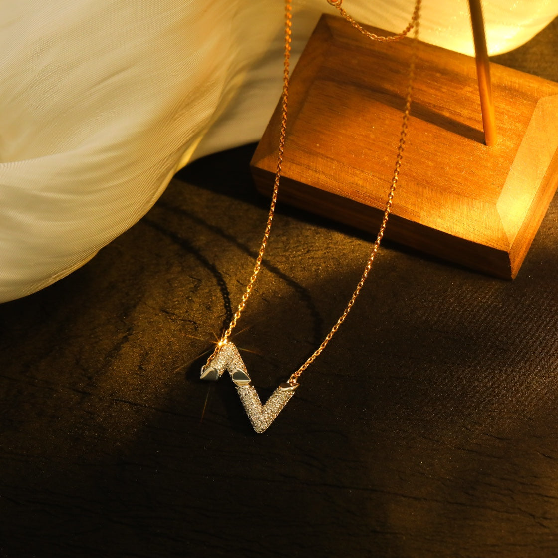 [Lumi Jewelry]VOLT SILVER DIAMOND PEDANT NECKLACE