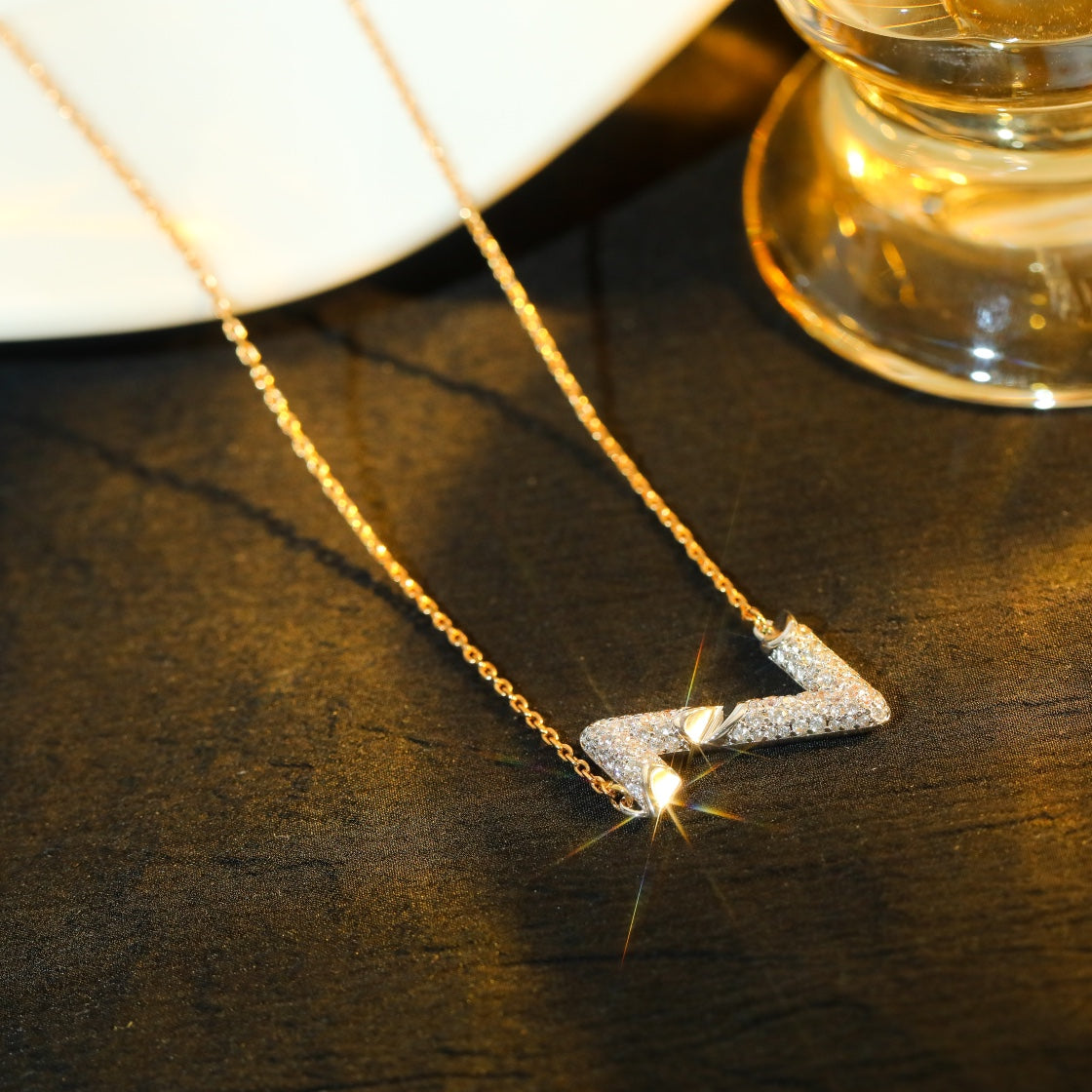 [Lumi Jewelry]VOLT SILVER DIAMOND PEDANT NECKLACE
