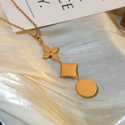 [Lumi Jewelry]STAR AND SUN DIAMOND PINK GOLD NECKLACE