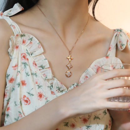 [Lumi Jewelry]STAR AND SUN DIAMOND PINK GOLD NECKLACE