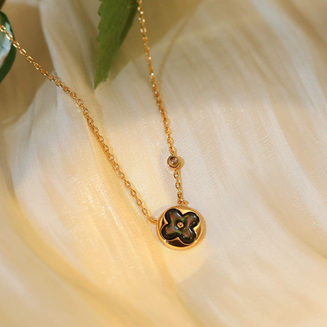[Lumi Jewelry]SUN PEDANT PINK GOLD 1 DIAMOND NECKLACE