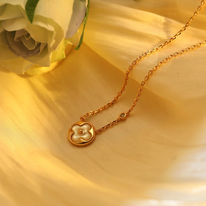 [Lumi Jewelry]SUN PEDANT PINK GOLD 1 DIAMOND NECKLACE