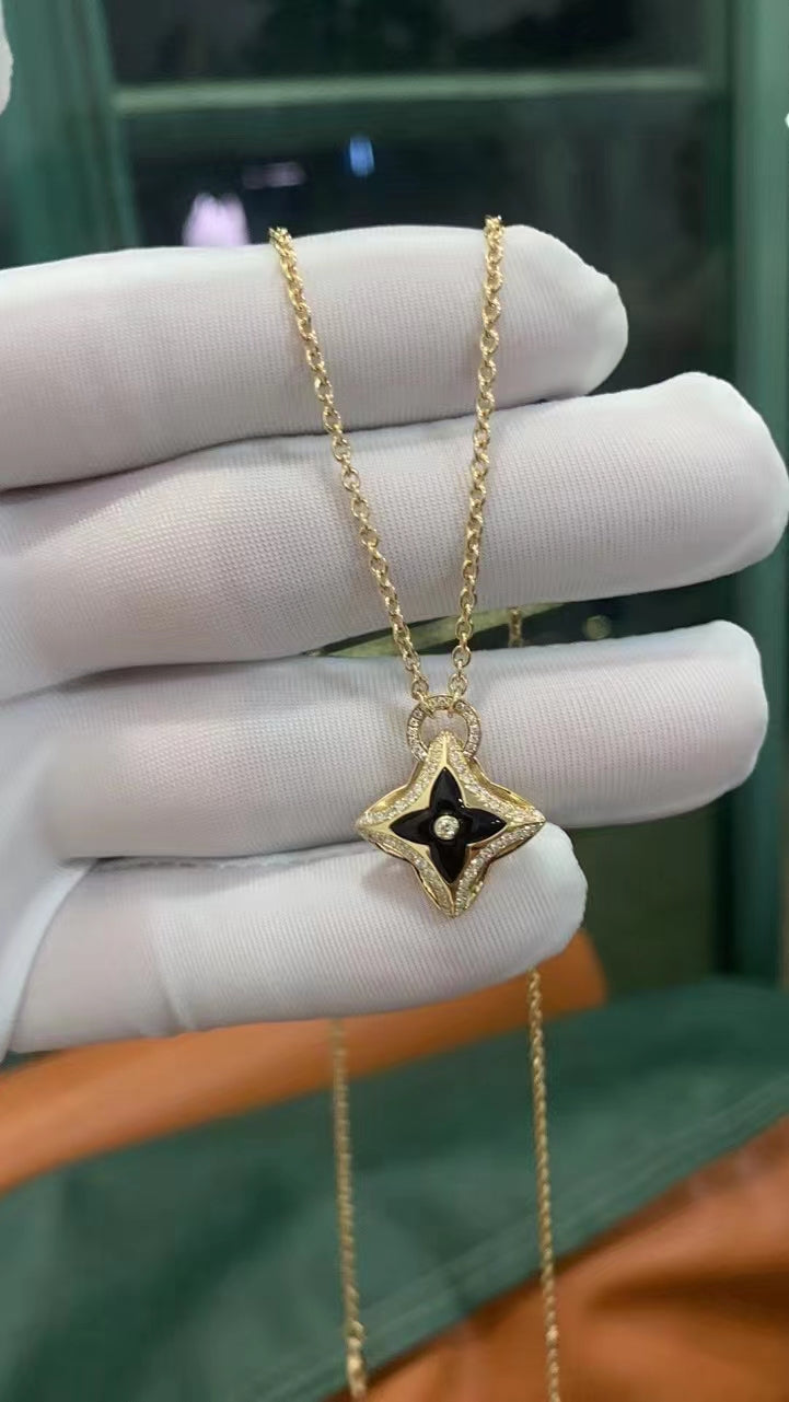 [Lumi Jewelry]STAR PEDANT PINK GOLD DIAMOND NECKLACE