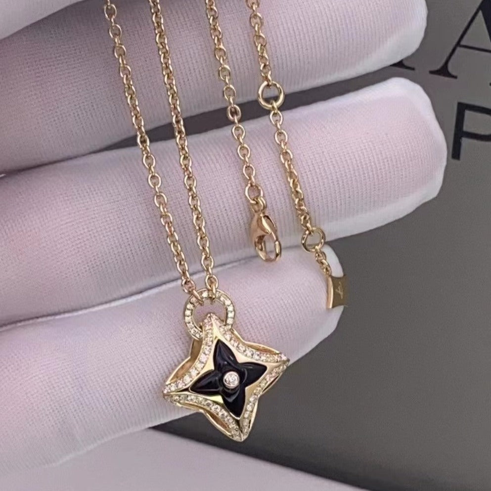 [Lumi Jewelry]STAR PEDANT PINK GOLD DIAMOND NECKLACE