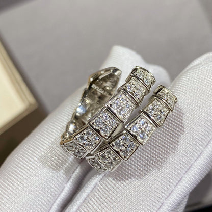 [Lumi Jewelry]SERPENTI DOUBLE RING SILVER DIAMOND PAVED