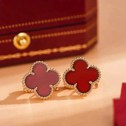 [Lumi Jewelry]CLOVER MEDIUM 1 MOTIFS CARNELIAN  EARRINGS