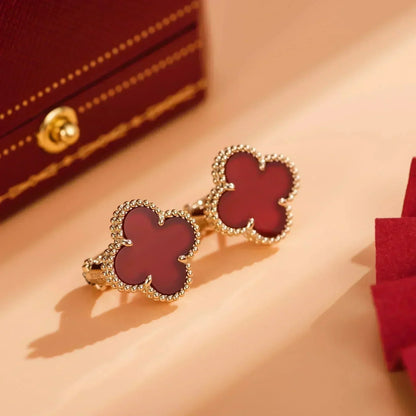 [Lumi Jewelry]CLOVER MEDIUM 1 MOTIFS CARNELIAN  EARRINGS