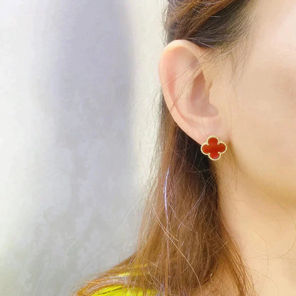 [Lumi Jewelry]CLOVER MEDIUM 1 MOTIFS CARNELIAN  EARRINGS