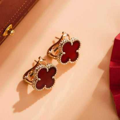 [Lumi Jewelry]CLOVER MEDIUM 1 MOTIFS CARNELIAN  EARRINGS