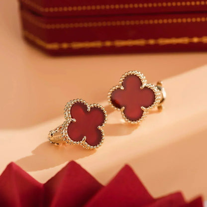 [Lumi Jewelry]CLOVER MEDIUM 1 MOTIFS CARNELIAN  EARRINGS