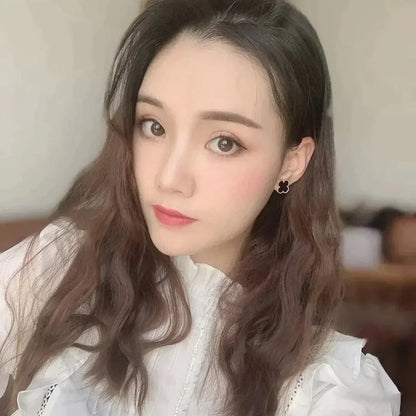 [Lumi Jewelry]CLOVER MEDIUM 1 MOTIFS  ONYX STUD EARRINGS