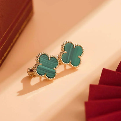 [Lumi Jewelry]CLOVER MEDIUM 1 MOTIFS MALACHITE  EARRINGS