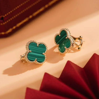 [Lumi Jewelry]CLOVER MEDIUM 1 MOTIFS MALACHITE  EARRINGS