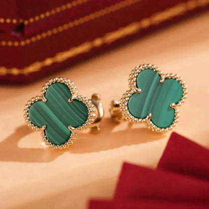 [Lumi Jewelry]CLOVER MEDIUM 1 MOTIFS MALACHITE  EARRINGS