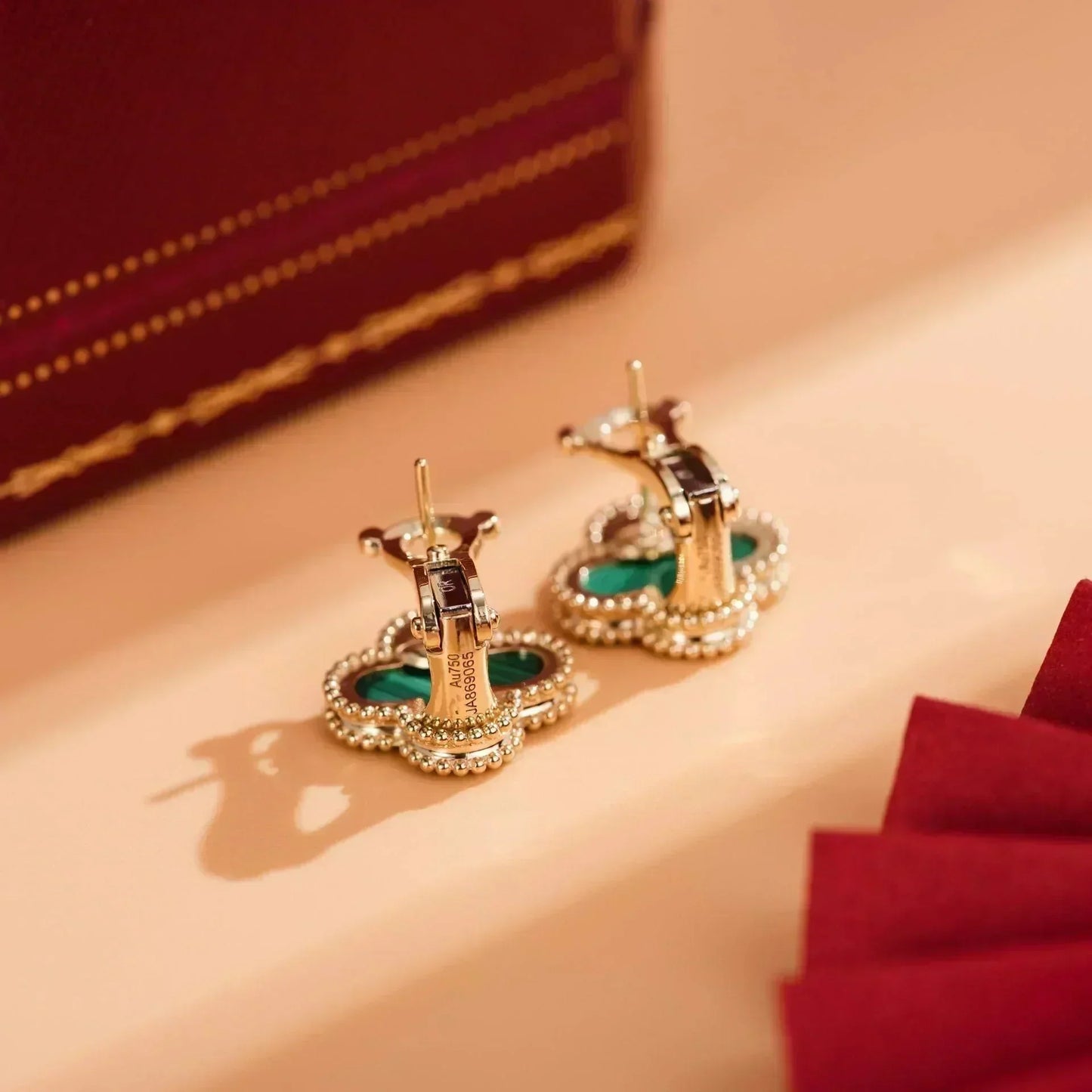 [Lumi Jewelry]CLOVER MEDIUM 1 MOTIFS MALACHITE  EARRINGS
