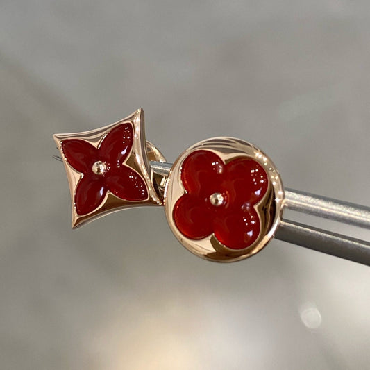 [Lumi Jewelry]STAR AND SUN PINK GOLD CARNELIAN STUD EARRINGS