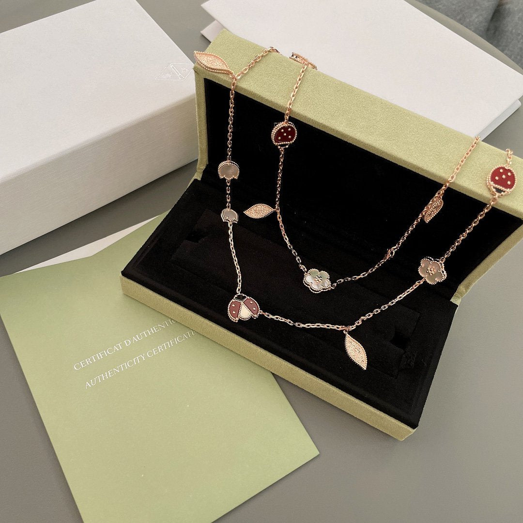 [Lumi Jewelry]LUCKY SPRING 15 MOTIFS ROSE GOLD NECKLACE