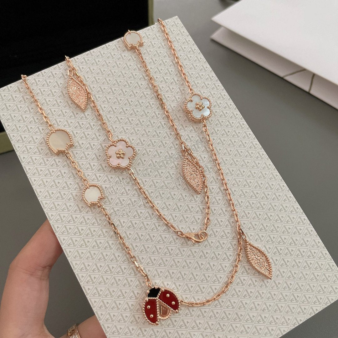[Lumi Jewelry]LUCKY SPRING 15 MOTIFS ROSE GOLD NECKLACE