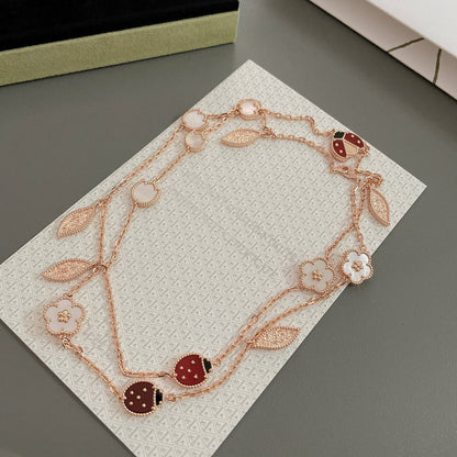 [Lumi Jewelry]LUCKY SPRING 15 MOTIFS ROSE GOLD NECKLACE