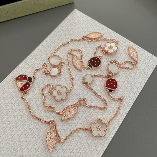 [Lumi Jewelry]LUCKY SPRING 15 MOTIFS ROSE GOLD NECKLACE