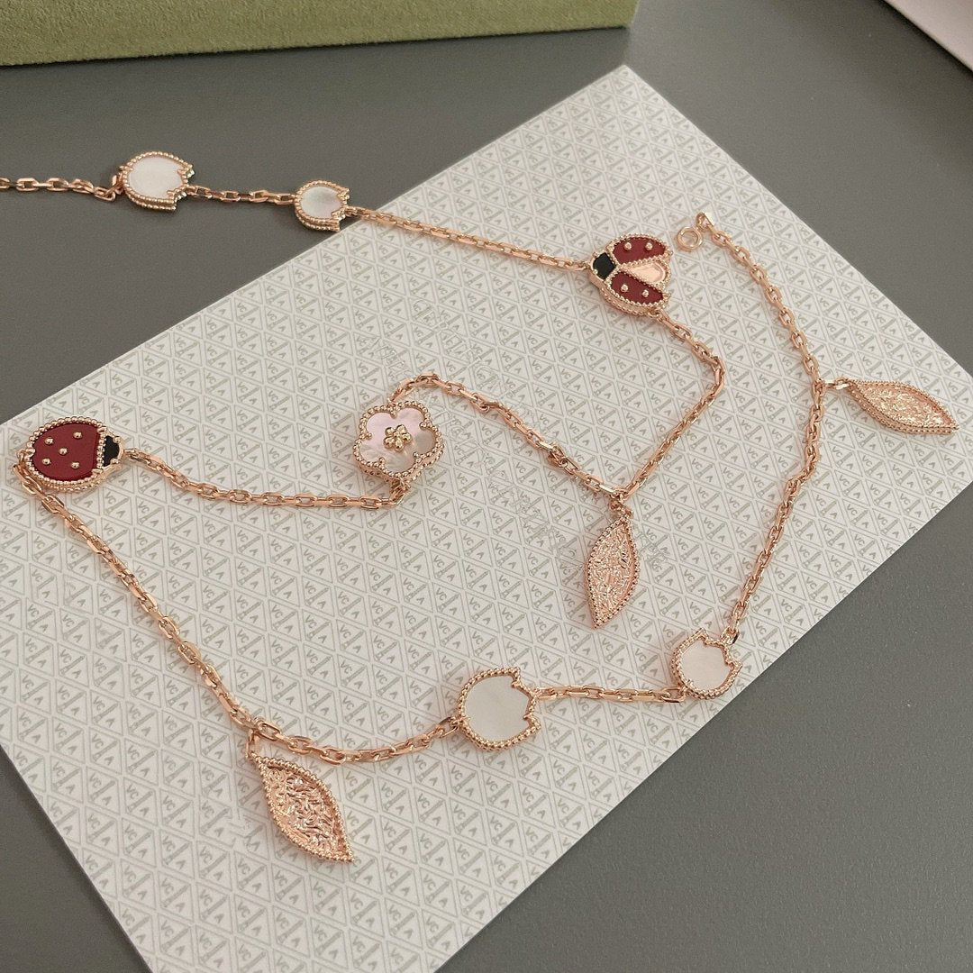 [Lumi Jewelry]LUCKY SPRING 15 MOTIFS ROSE GOLD NECKLACE