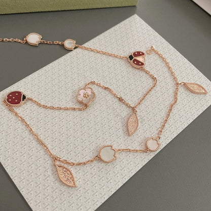 [Lumi Jewelry]LUCKY SPRING 15 MOTIFS ROSE GOLD NECKLACE
