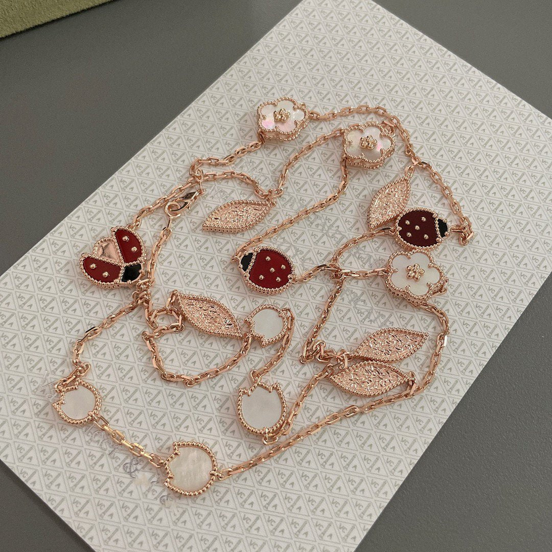 [Lumi Jewelry]LUCKY SPRING 15 MOTIFS ROSE GOLD NECKLACE