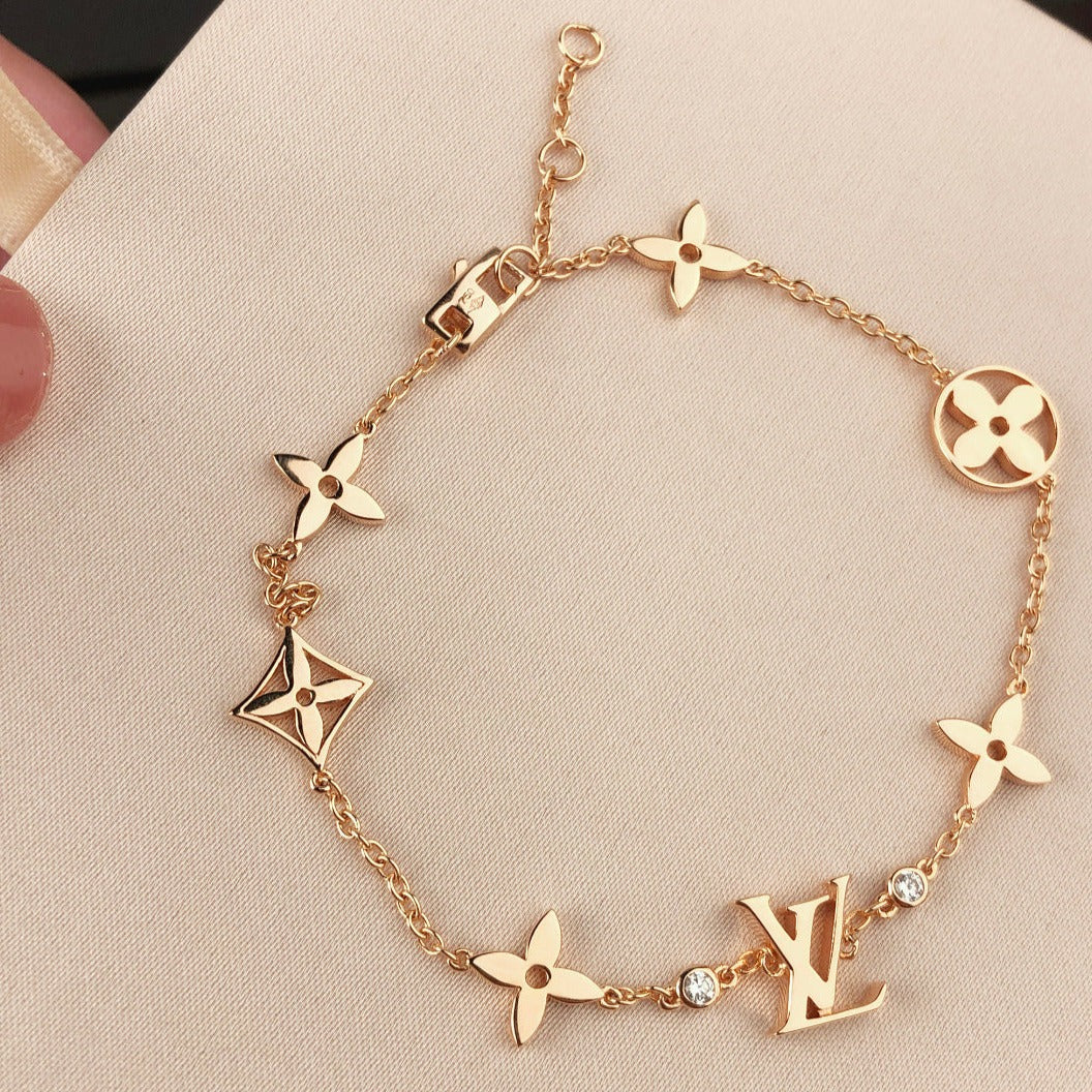 [Lumi Jewelry]STAR AND SUN 7 MOTIFS GOLD BRACELET