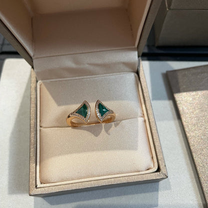 [Lumi Jewelry]DREAM MALACHITE DIAMOND OPEN RING