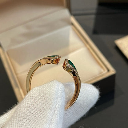 [Lumi Jewelry]DREAM MALACHITE DIAMOND OPEN RING