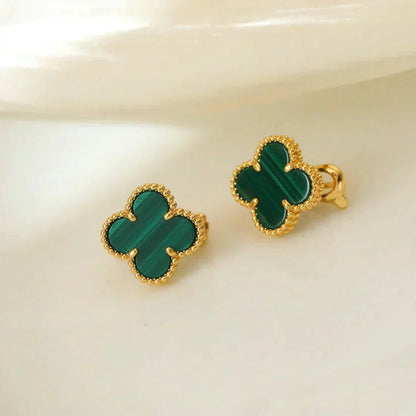 [Lumi Jewelry]CLOVER MEDIUM 1 MOTIFS MALACHITE  EARRINGS