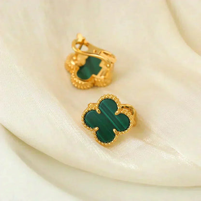[Lumi Jewelry]CLOVER MEDIUM 1 MOTIFS MALACHITE  EARRINGS