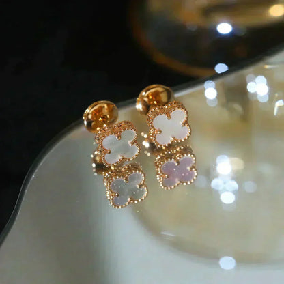 [Lumi Jewelry]CLOVER MINI 9.5MM WHITE MOP EARRINGS