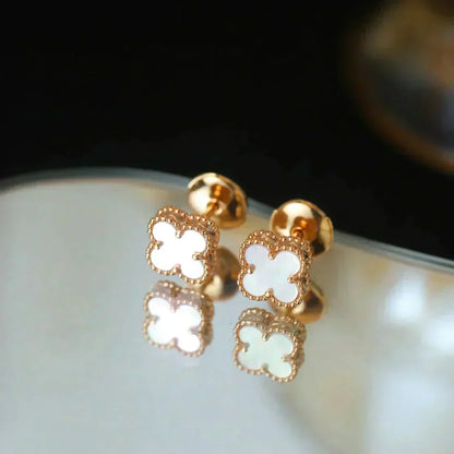 [Lumi Jewelry]CLOVER MINI 9.5MM WHITE MOP EARRINGS