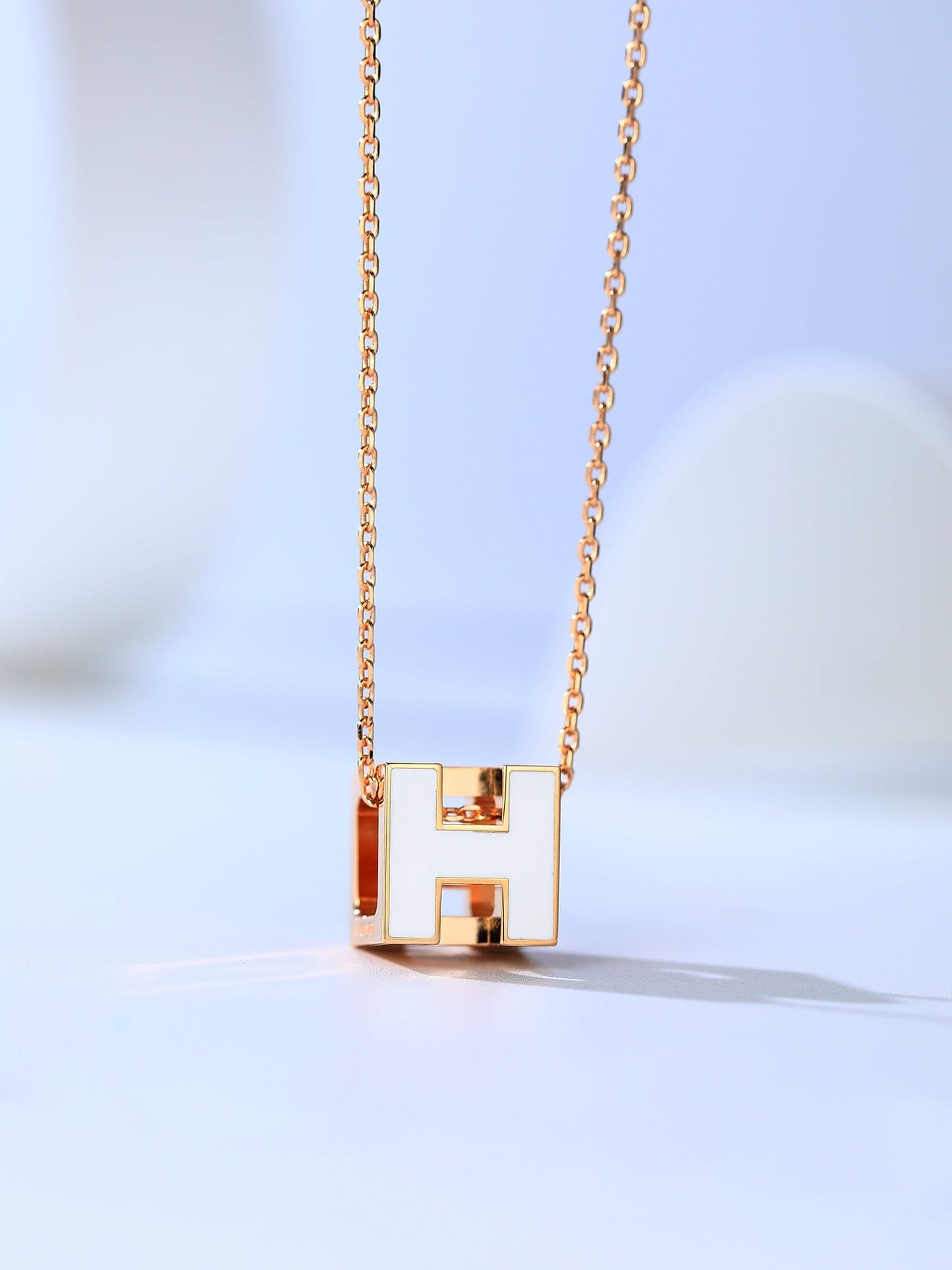 [Lumi Jewelry]H CAGE PINK GOLD NECKLACE