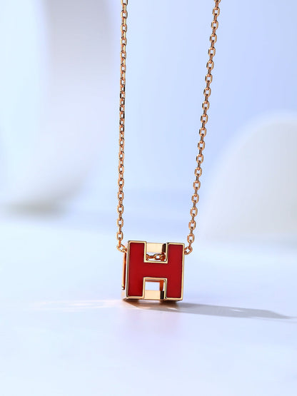 [Lumi Jewelry]H CAGE PINK GOLD NECKLACE