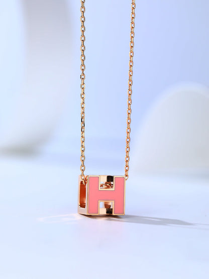 [Lumi Jewelry]H CAGE PINK GOLD NECKLACE