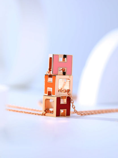 [Lumi Jewelry]H CAGE PINK GOLD NECKLACE
