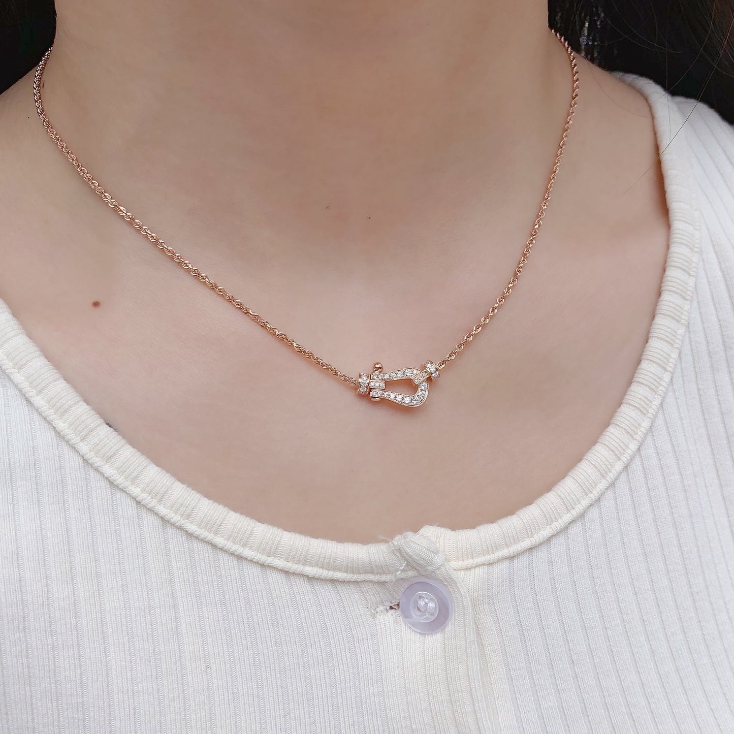 [Lumi Jewelry]FORCE 10 PINK GOLD DIAMOND NECKLACE