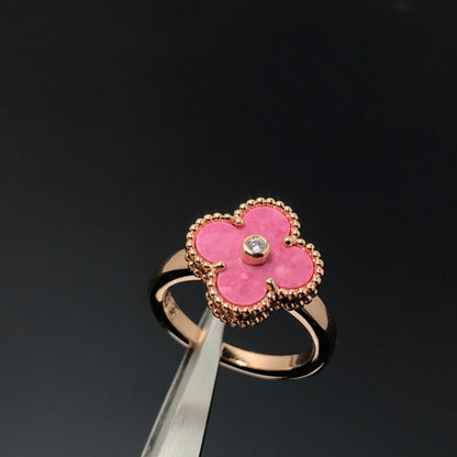 [Lumi Jewelry]CLOVER RHODONITE ROSE GOLD RING