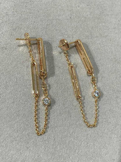 [Lumi Jewelry]CHAINE CHAOS DIAMOND DROP EARRINGS