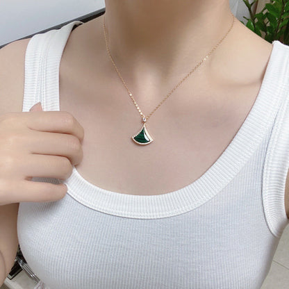 [Lumi Jewelry]DREAM MALACHITE DIAMOND PAVED PINK GOLD NECKLACE