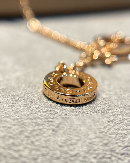 [Lumi Jewelry]DREAM MOP DIAMOND PAVED PINK GOLD NECKLACE