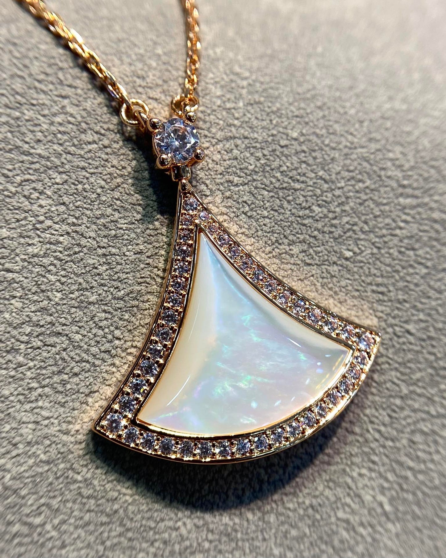[Lumi Jewelry]DREAM MOP DIAMOND PAVED PINK GOLD NECKLACE