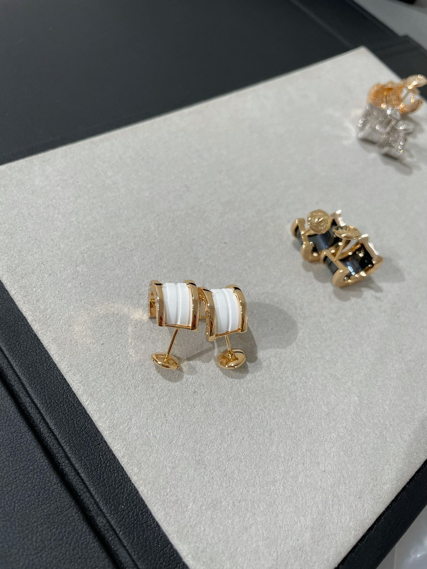 [Lumi Jewelry]ZERO 1 PINK GOLD CERAMIC EARRINGS