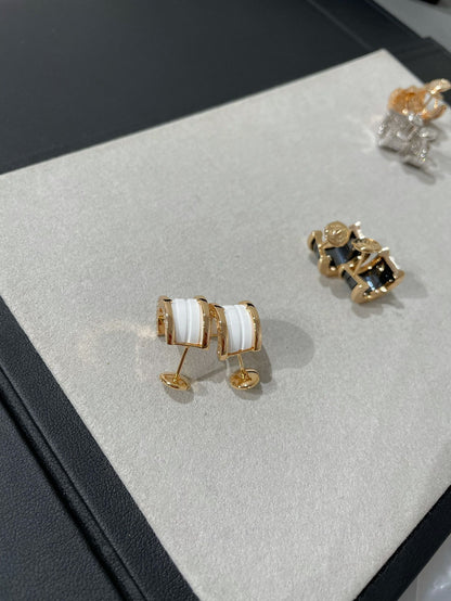 [Lumi Jewelry]ZERO 1 PINK GOLD CERAMIC EARRINGS